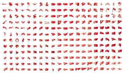 very big collection of vector flags of the Turkey