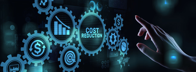 Cost reduction business finance concept on virtual screen.