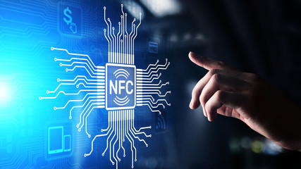 NFC Wireless communication technology Digital payment concept.