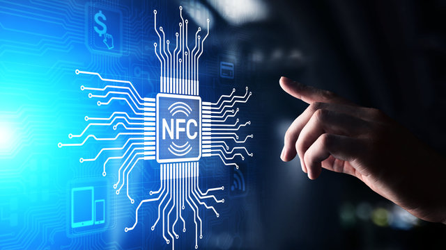 NFC Wireless communication technology Digital payment concept. - Powered by Adobe