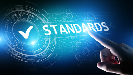 Standard. Quality control. ISO certification, assurance and guarantee. Internet business technology...