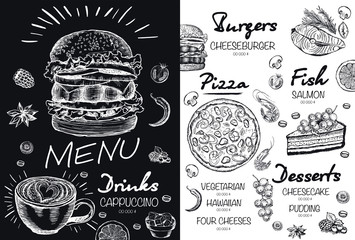 Restaurant cafe menu, template design. Food flyer. 