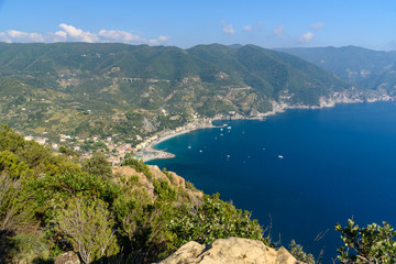 View of beach in Monterosso al mare. Cinque Terre. Italy