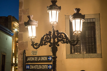 Colonial street of Guanajuato, at night. Mexico