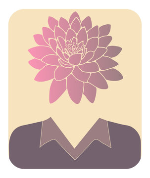 lotus flower head profile avatar in retro style pink shades