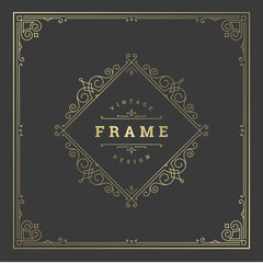Vintage flourishes ornament frame template vector illustration.