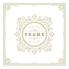 Vintage flourishes ornament frame template vector illustration.