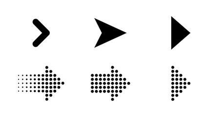 Arrows icons. Set of web and dots arrows. Collection arrows. Black arrow. Dots arrow