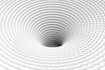 Black hole vortex black and white abstract background 3D illustration