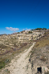 Path through the mountain next to the town of Morella
