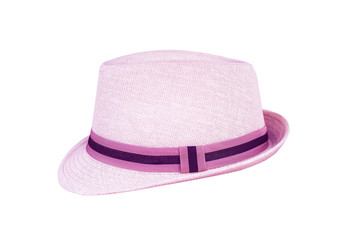 Pink hats with fabric edge  isolated on white background  , clipping path