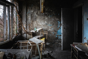 Deserted Hospital room in Pripyat, Chernobyl Excusion Zone 2019