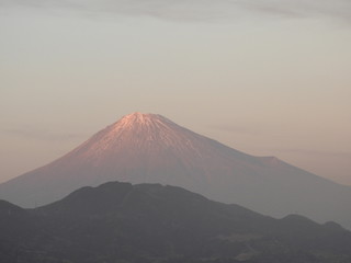 Fototapeta na wymiar 夕陽が当たった富士山