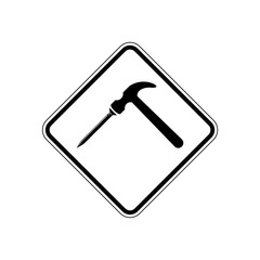Hammer and nail icon or sign