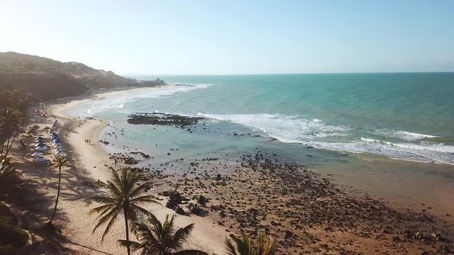 Aerial view of a romantic Beach in Brazil: Coastline of Praia da pipa, Rio Grande do norte, Brazil