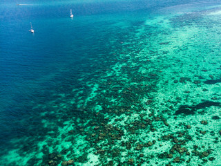 Naklejka na ściany i meble Tropical emerald sea with coral reef in andaman island