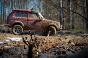Obraz na płótnie Canvas car in the mud
