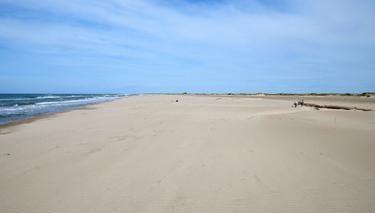 Endless desert beach with bleu sky and sunny weather, Camargue, France