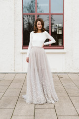 Obraz premium Model Hochzeitskleid weißes Kleid modern