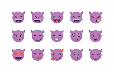 Set of devil emoticon vector
