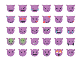 Big set of devil emoticon vector 