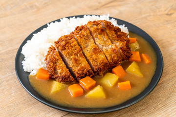 Crispy fried pork cutlet with curry and rice
