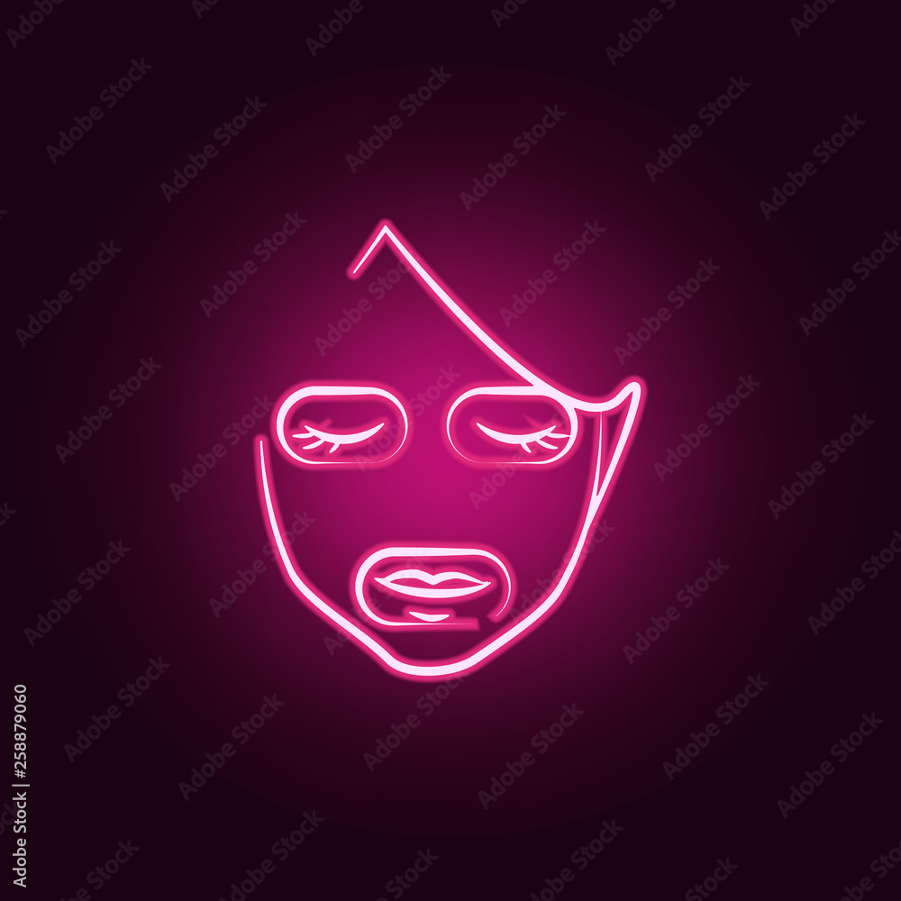 Poster cosmetic face mask neon icon. elements of antiaging set. simple icon for websites, web design, mobil