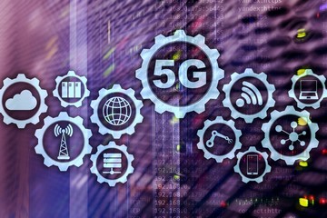 5G Network, 5G internet Connection Concept in digital background. Smart communication network concept.