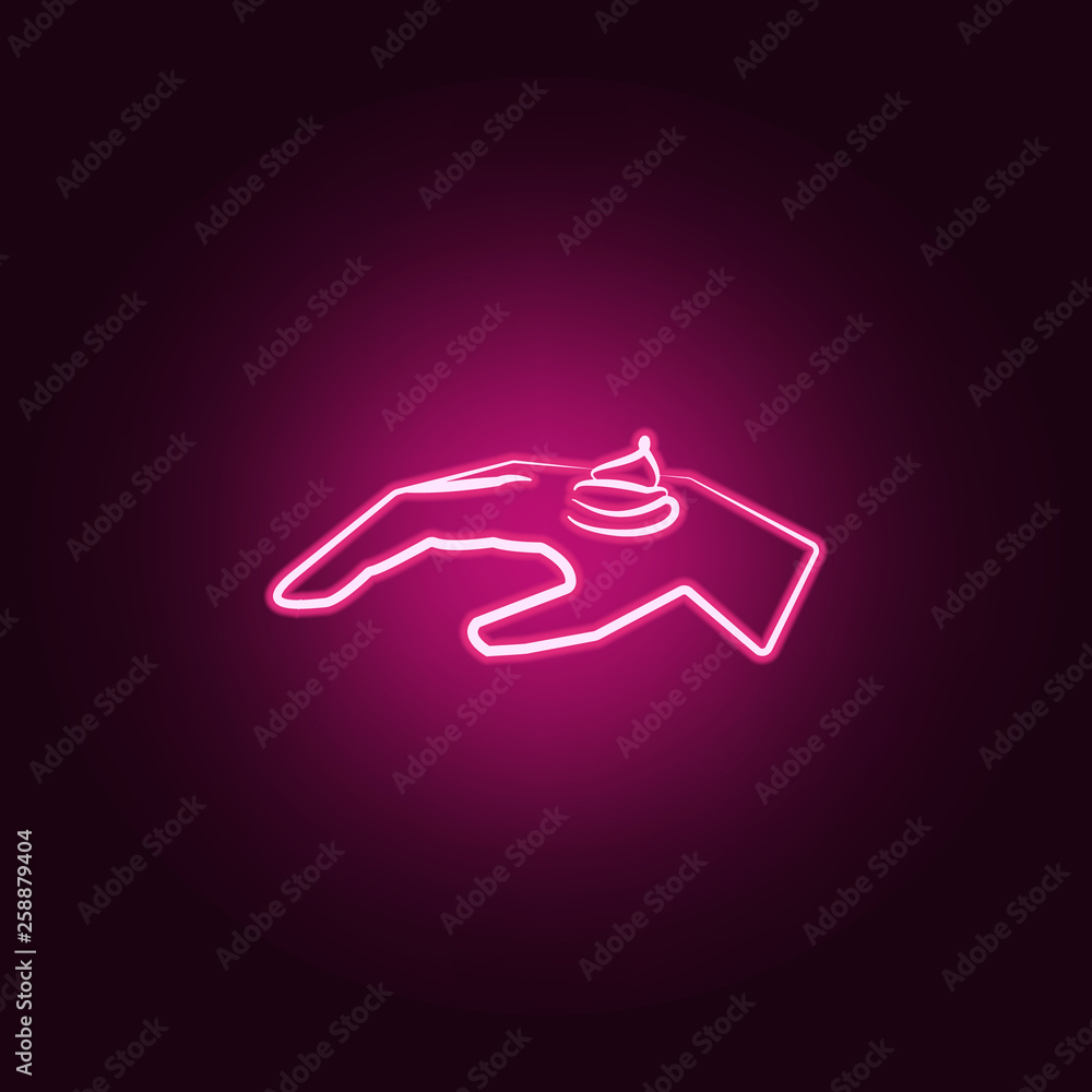 Poster hand cream neon icon. elements of antiaging set. simple icon for websites, web design, mobile app, i
