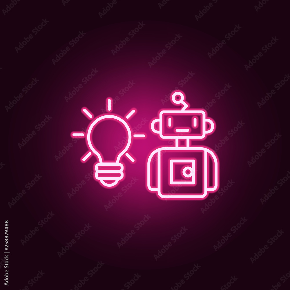 Poster robotic idea neon icon. elements of artifical intelligence set. simple icon for websites, web design