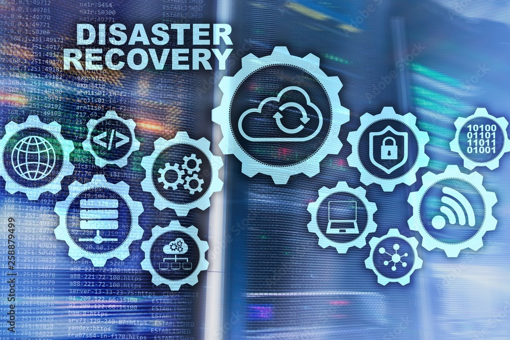 Aufkleber big data disaster recovery concept. backup plan. data loss prevention on a virtual screen.