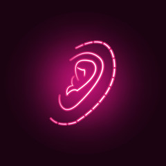 plastic ear surgery neon icon. Elements of antiaging set. Simple icon for websites, web design, mobile app, info graphics