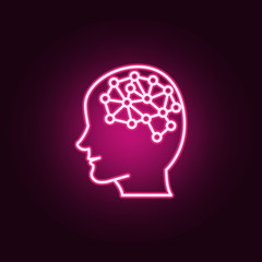 Obraz premium Smart brain artificial intelligence neon icon. Elements of Artifical intelligence set. Simple icon for websites, web design, mobile app, info graphics