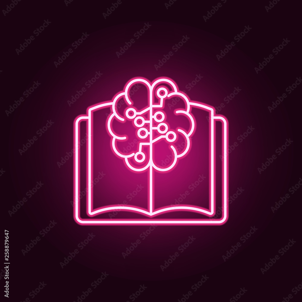 Poster learning machine neon icon. elements of artifical intelligence set. simple icon for websites, web de