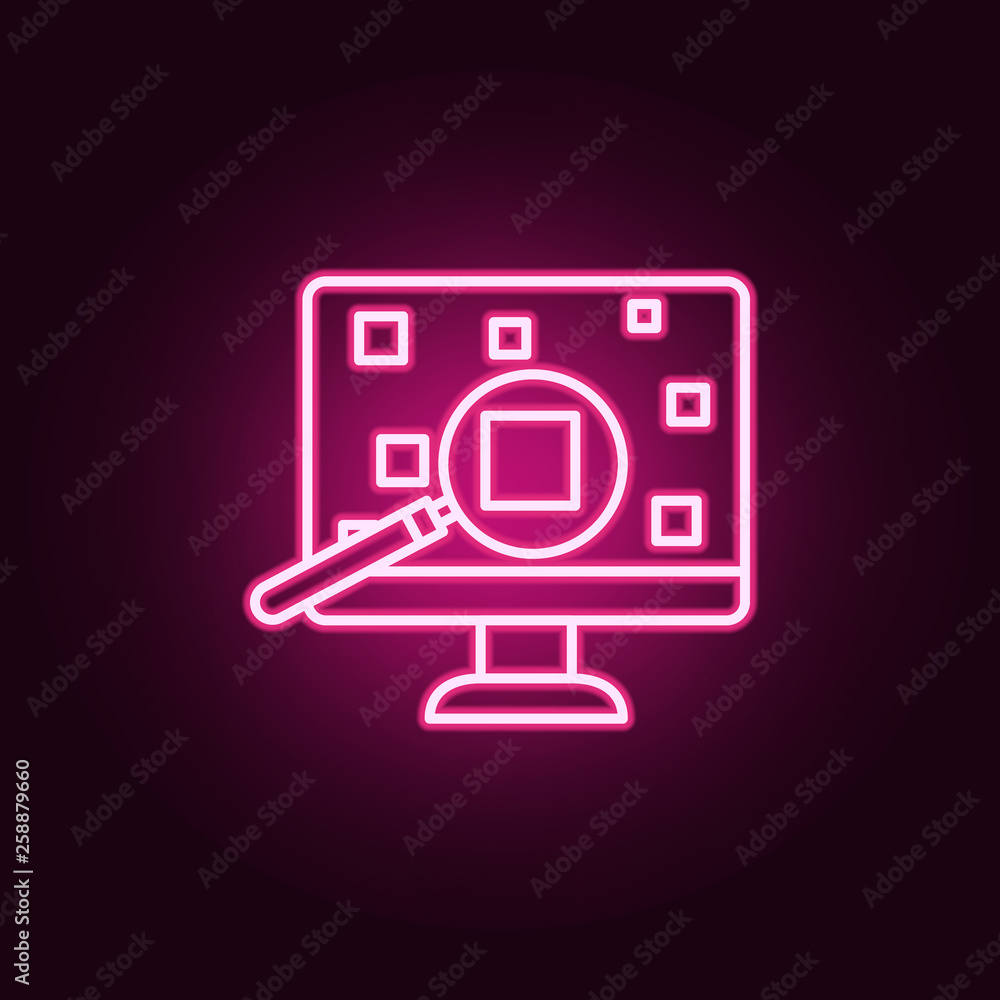 Poster analysis data, machine neon icon. elements of artifical intelligence set. simple icon for websites, 