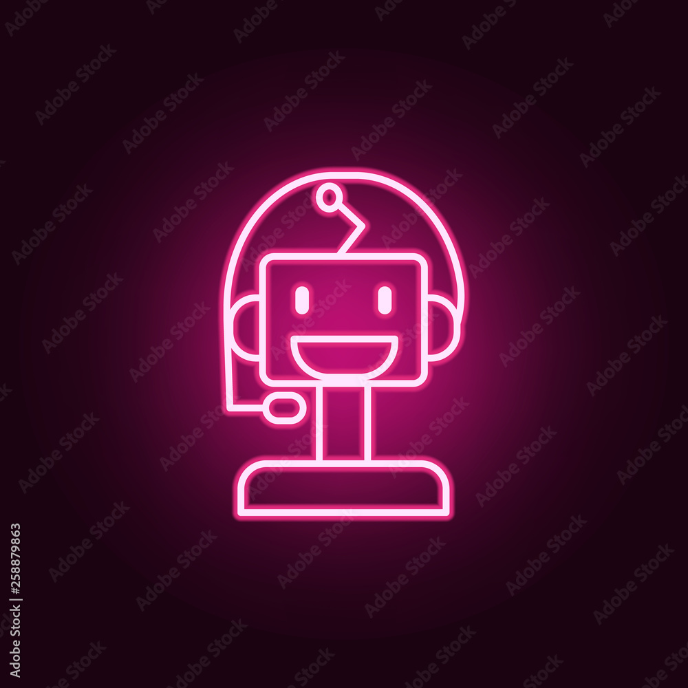 Poster machine robot smart neon icon. elements of artifical intelligence set. simple icon for websites, web