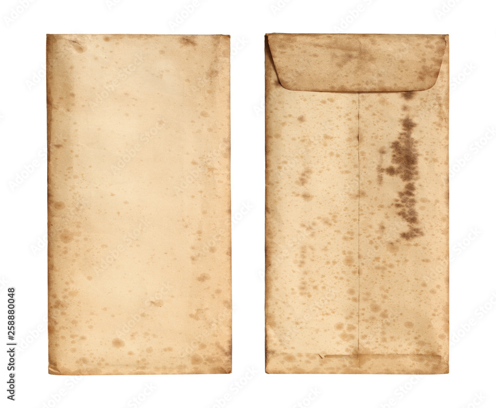 Canvas Prints old envelope closed (with clipping path) isolated on white background