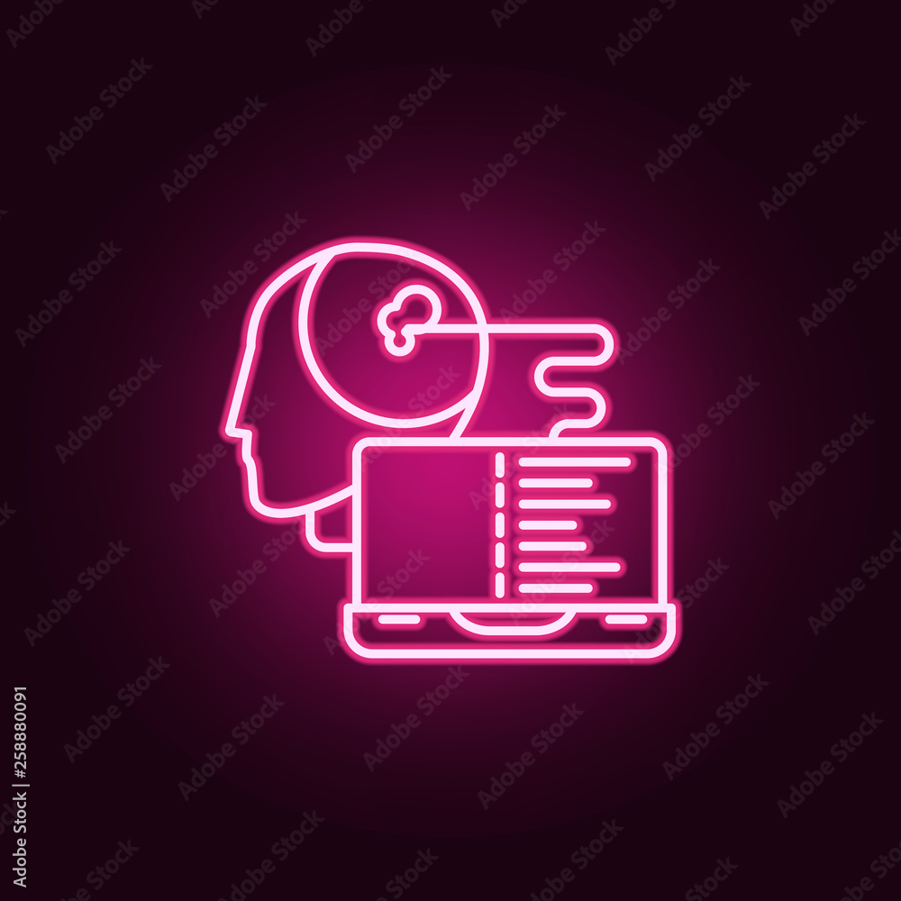 Poster smart robot artificial intelligence neon icon. elements of artifical intelligence set. simple icon f