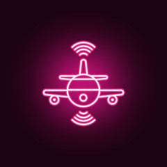 Smart plane flying neon icon. Elements of Artifical intelligence set. Simple icon for websites, web design, mobile app, info graphics