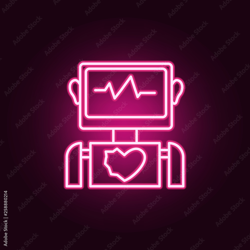 Poster medical robot artificial intelligence neon icon. elements of artifical intelligence set. simple icon