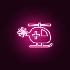 hospital helicopter neon icon. Elements of Blood donation set. Simple icon for websites, web design, mobile app, info graphics