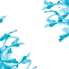Fototapeta na wymiar blue splashes background. watercolor illustration, template for design