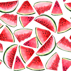 watermelon background. watercolor seamless pattern