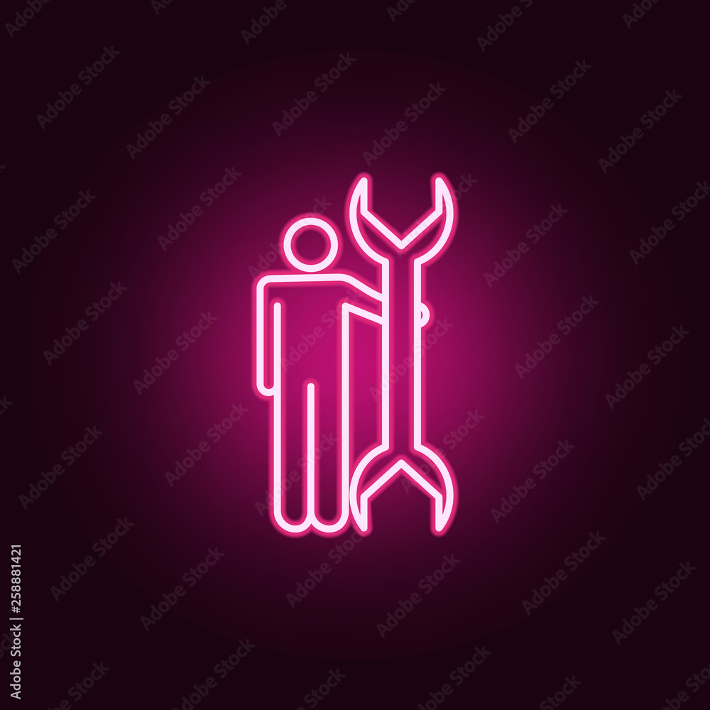 Poster construction, engineer neon icon. elements of conceptual figures set. simple icon for websites, web 
