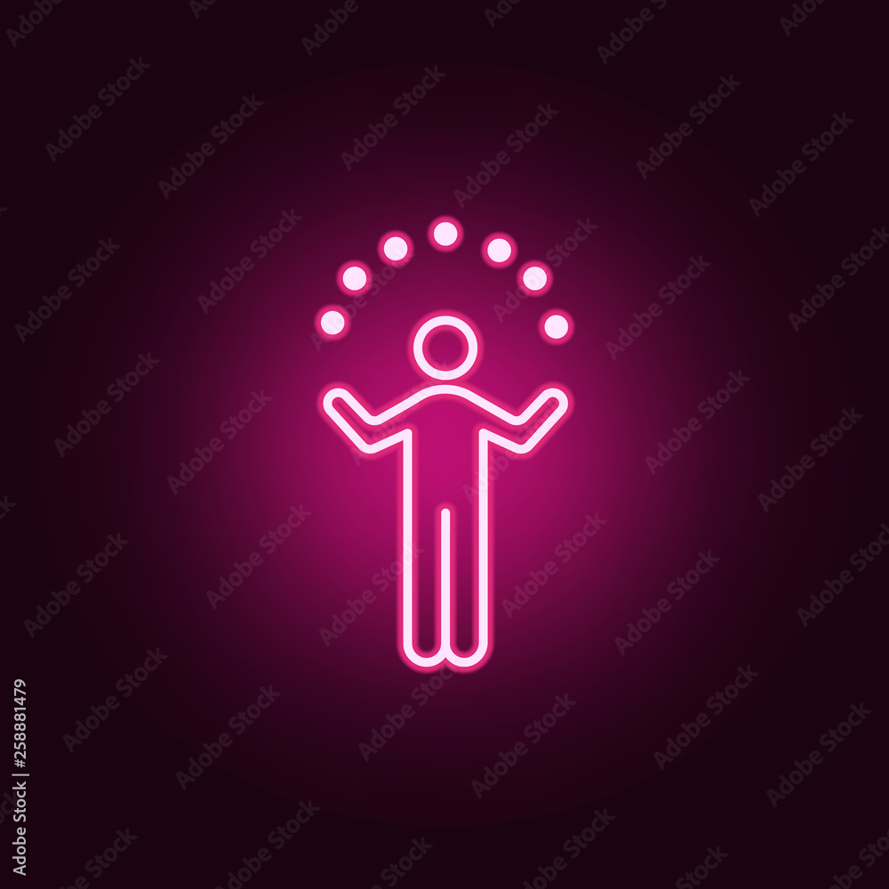 Poster acrobat neon icon. elements of conceptual figures set. simple icon for websites, web design, mobile 