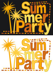 Summer party, banner. Retro style lettering phrase “Summer party”. Typography for a poster, banner, flyer, ...