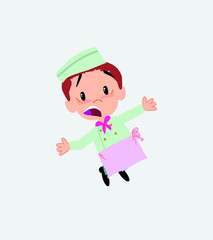 Chef jumping terrified.