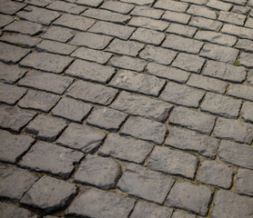Stone blocks on the road as an abstract background