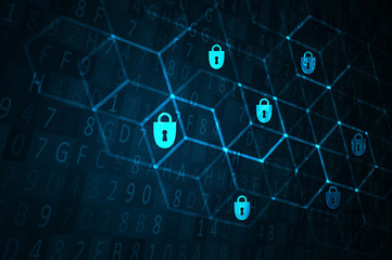 Cyber security illustration. Futuristic network or business analytics. Graphic concept for your design