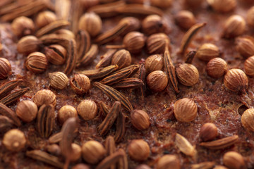 Sesame rye bread as a background